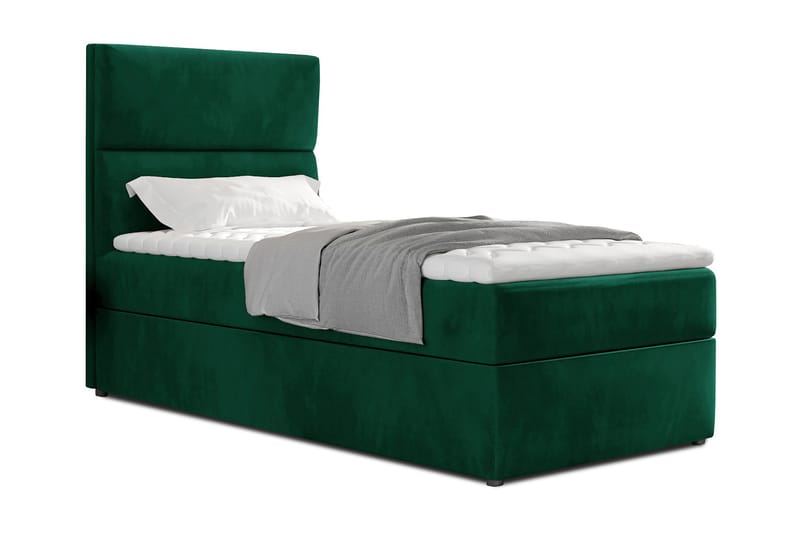 Förvaringssäng Lomagna 90x200 cm Vertikal Söm - Grön - Enkelsäng med förvaring - Säng med förvaring