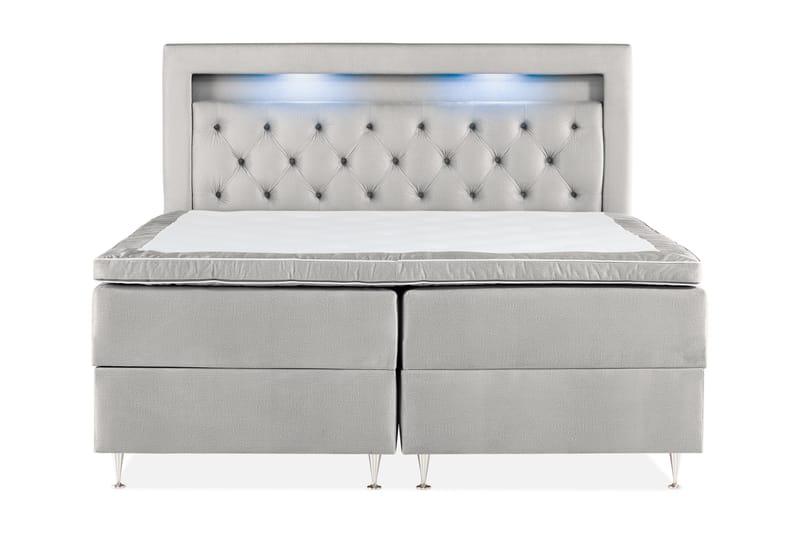 Förvaringssäng Monopoli med LED-belysning 180x200 - Ljusgrå - Möbler - Säng - Säng med förvaring - Dubbelsäng med förvaring