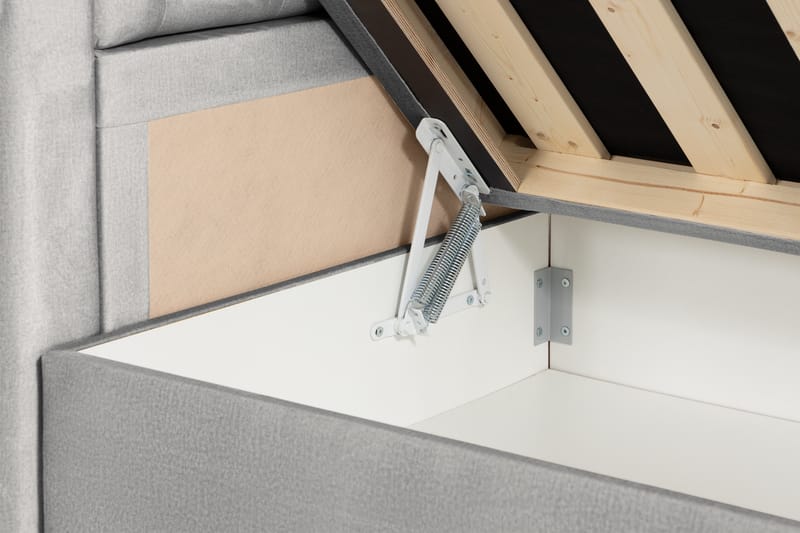 Förvaringssäng Monopoli med LED-belysning 180x200 - Ljusgrå - Möbler - Säng - Säng med förvaring - Dubbelsäng med förvaring