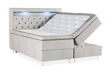 Förvaringssäng Monopoli med LED-belysning 180x200 - Ljusgrå - Möbler - Säng - Säng med förvaring - Dubbelsäng med förvaring
