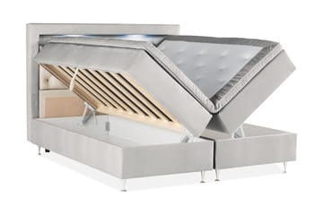 Förvaringssäng Monopoli med LED-belysning 180x200 - Ljusgrå - Möbler - Säng - Säng med förvaring - Dubbelsäng med förvaring