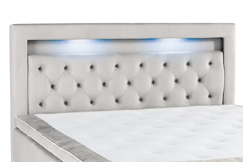 Förvaringssäng Monopoli med LED-belysning 180x200 - Ljusgrå - Möbler - Säng - Säng med förvaring - Dubbelsäng med förvaring