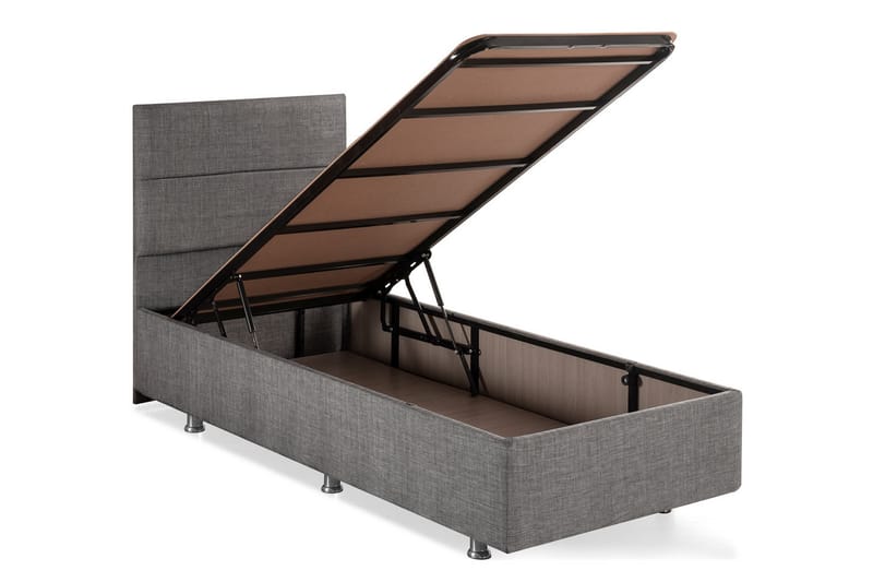 Förvaringssäng Saojao 100x200 cm - Grå - Säng med förvaring - Enkelsäng med förvaring