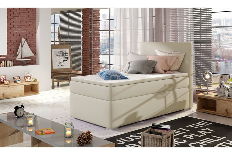 Förvaringssäng Ypas 90x200 cm Vänster - Beige - Möbler - Säng - Säng med förvaring