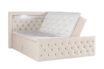 Francisco Komplett Sängpaket med Lyftförvaring LED-belysning 180x200 - Beige - Möbler - Säng - Säng med förvaring