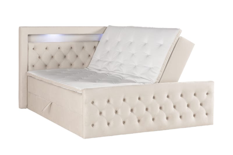 Francisco Komplett Sängpaket med Lyftförvaring LED-belysning 180x200 - Beige - Möbler - Säng - Säng med förvaring