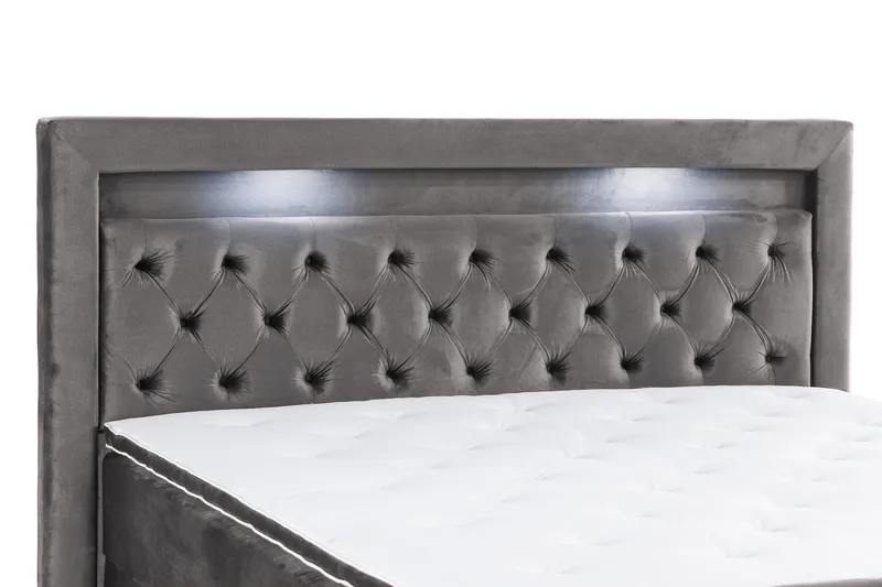 Francisco Komplett Sängpaket med Lyftförvaring LED-belysning 180x200 - Mörkgrå - Möbler - Säng - Säng med förvaring