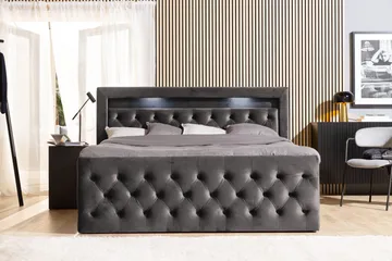 Francisco Komplett Sängpaket med Lyftförvaring LED-belysning 180x200 - Mörkgrå - Möbler - Säng - Säng med förvaring