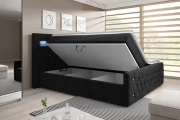 Franco Crystal Sängpaket 180x200 LED-belysning - Svart/Sammet - Möbler - Säng - Säng med förvaring