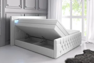 Franco Lyx Sängpaket 180x200LED-belysning - Vit/Konstläder - Möbler - Säng - Säng med förvaring