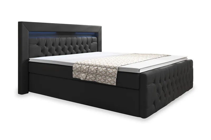 Franco Sängpaket med förvaring LED-belysning 180x200 cm - 180x200 Svart (+Fler val) - Möbler - Säng - Säng med förvaring