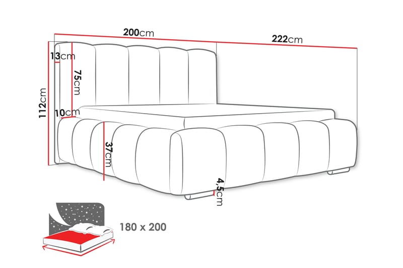 Gioia Förvaringssäng 180x200 cm - Svart - Möbler - Säng - Säng med förvaring - Dubbelsäng med förvaring