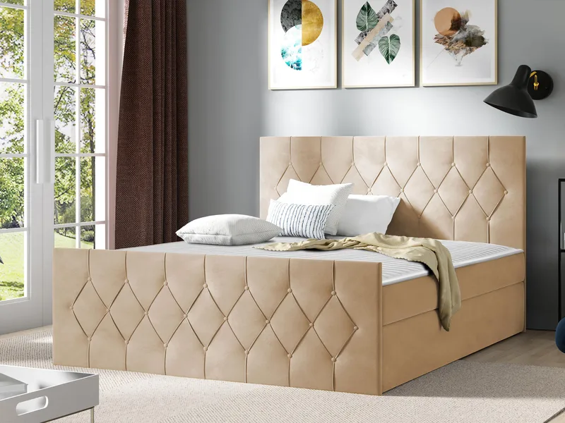 Jitendra Sängpaket Kontinentalsäng 120x200 cm med Förvaring - Beige - Möbler - Säng - Säng med förvaring