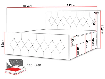 Jitendra Sängpaket Kontinentalsäng 140x200 cm med Förvaring - Blå - Möbler - Säng - Säng med förvaring