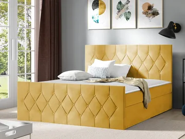 Jitendra Sängpaket Kontinentalsäng 140x200 cm med Förvaring - Gul - Möbler - Säng - Säng med förvaring