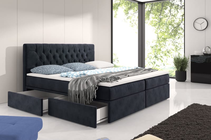 Komplett Förvaringssäng Alessio Svart - 160x200 - Säng med förvaring - Komplett sängpaket