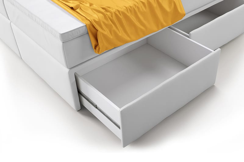 Komplett Förvaringssäng Alessio Vit Konstläder med Fotgavel - 180x200 - Säng med förvaring - Komplett sängpaket
