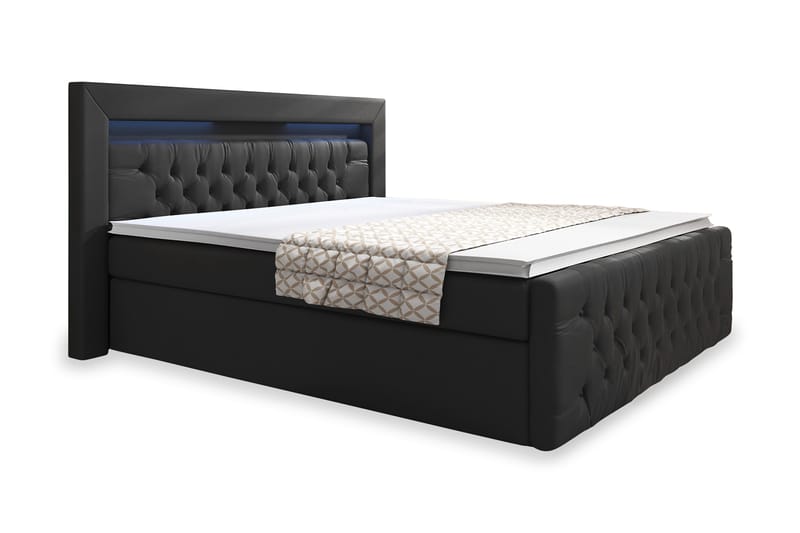 Komplett Sängpaket Celio 140x200 med Förvaring - Svart|Konstläder - Säng med förvaring - Komplett sängpaket