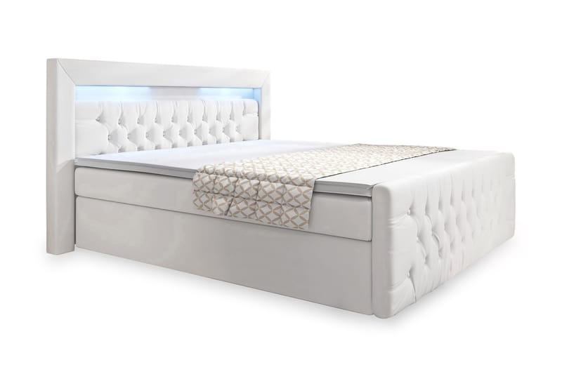 Komplett Sängpaket Celio 140x200 med Förvaring - Vit|Konstläder - Säng med förvaring - Komplett sängpaket