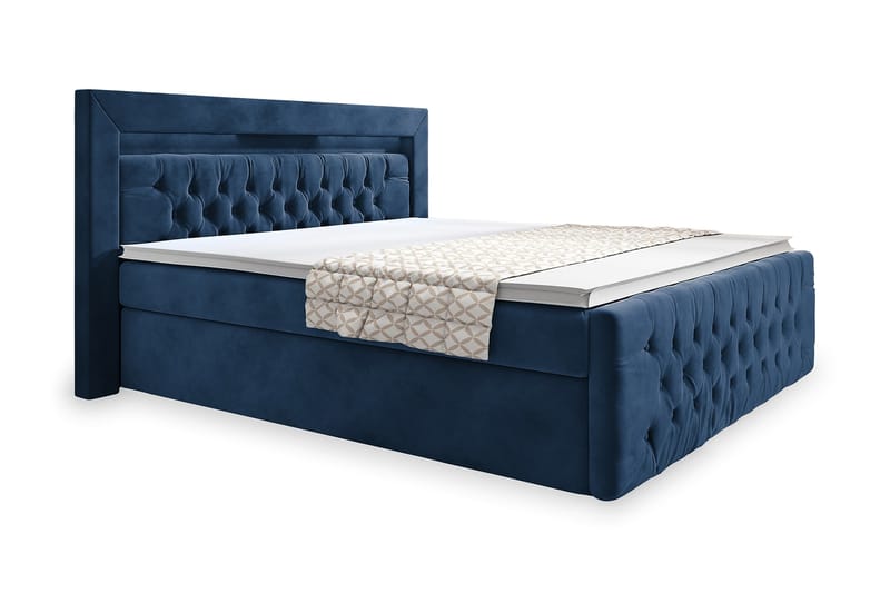 Komplett Sängpaket Celio med Förvaring 180x200 cm - Mörkblå|Sammet - Säng med förvaring - Komplett sängpaket