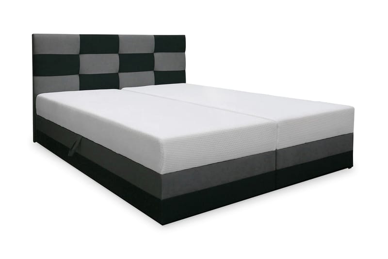 Komplett Sängpaket Mona 140x200 med Förvaring - Svart/Grå - Säng med förvaring - Komplett sängpaket