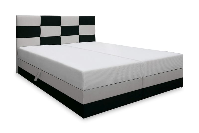 Komplett Sängpaket Mona 140x200 med Förvaring - Svart/Vit - Säng med förvaring - Komplett sängpaket
