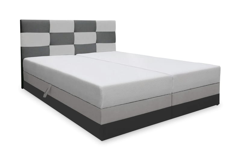 Komplett Sängpaket Mona 140x200 med Förvaring - Vit/Grå - Säng med förvaring - Komplett sängpaket