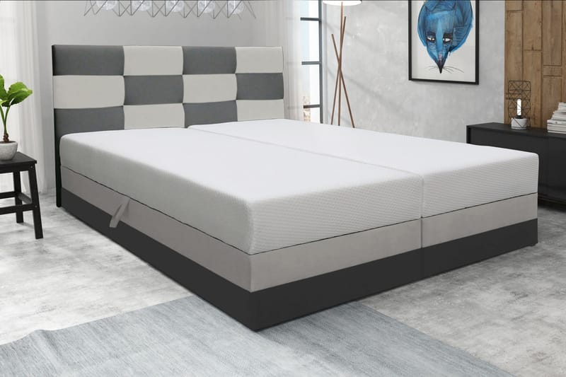 Komplett Sängpaket Mona 160x200 med Förvaring - Grå - Säng med förvaring - Komplett sängpaket