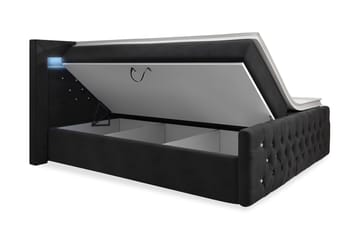 Kontinentalsäng Celio 140x200 LED-belysning - Svart|Sammet - Möbler - Säng - Säng med förvaring