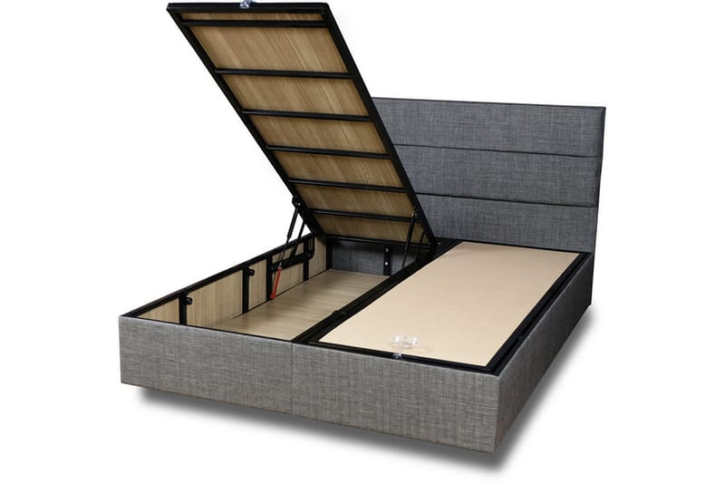 Kontinentalsäng Zilarra 150x200 cm - Grå - Säng med förvaring - Komplett sängpaket