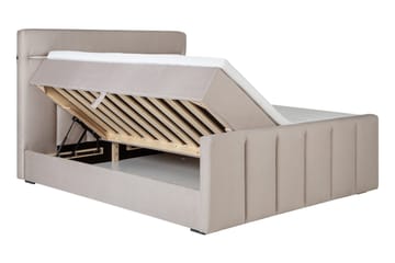 Lysekil Säng med Förvaring 180x200 LED - Beige - Möbler - Säng - Säng med förvaring