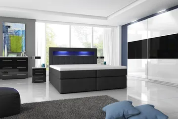 Modena Sängpaket 140x200 medFörvaring LED-belysning - Svart - Möbler - Säng - Säng med förvaring