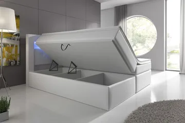 Modena Sängpaket 140x200 medFörvaring LED-belysning - Vit - Möbler - Säng - Säng med förvaring