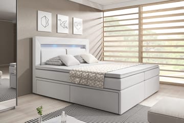 Modena Sängpaket 140x200 medFörvaring LED-belysning - Vit - Möbler - Säng - Säng med förvaring