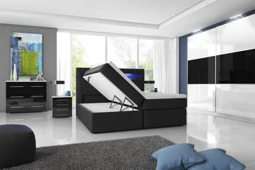 Modena Sängpaket 180x200 medFörvaring LED-belysning - Svart - Möbler - Säng - Säng med förvaring