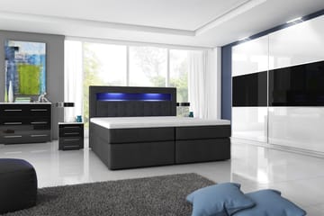 Modena Sängpaket 180x200 medFörvaring LED-belysning - Svart - Möbler - Säng - Säng med förvaring
