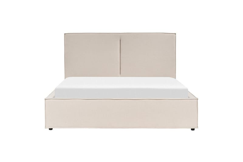 Moissac Dubbelsäng med F örvaring i Tyg med Sänggavel och Metallram - Beige - Möbler - Säng - Säng med förvaring
