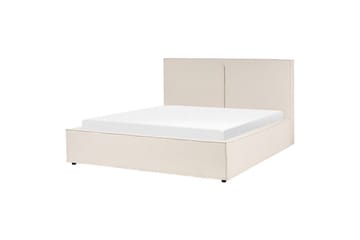 Moissac Dubbelsäng med Förvaring i Tyg med Sänggavel och Metallram - Beige - Möbler - Säng - Säng med förvaring
