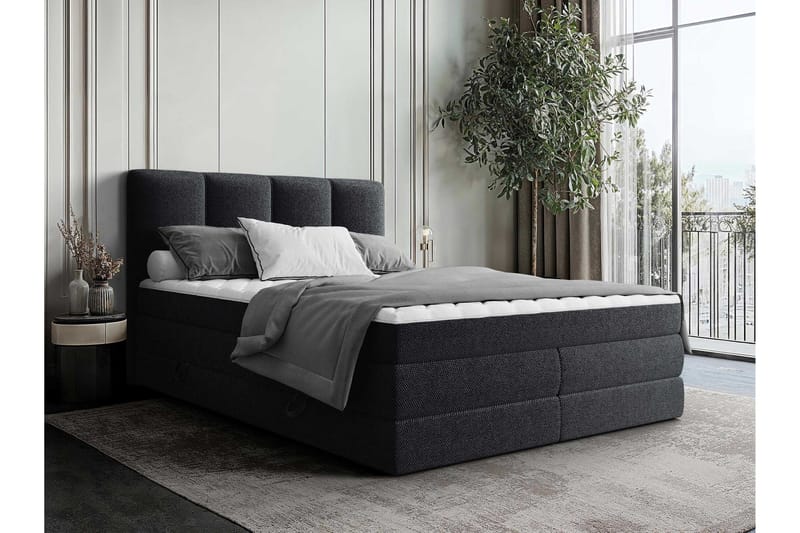 Pinta Förvaringssäng 160x200 cm - Svart/Vit - Möbler - Säng - Säng med förvaring - Dubbelsäng med förvaring