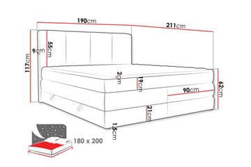 Pinta Förvaringssäng 180x200 cm - Grå - Möbler - Säng - Säng med förvaring - Dubbelsäng med förvaring