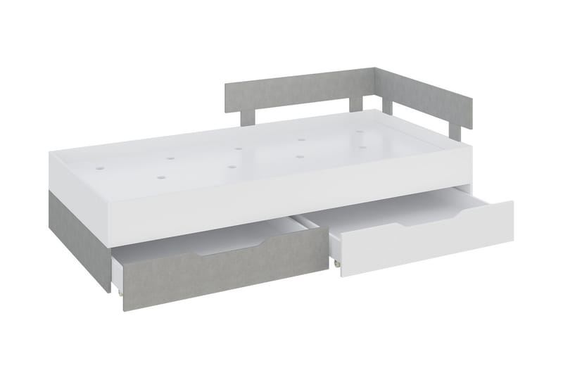 Säng Indora 94x204 cm - Vit/Grå - Säng med förvaring - Enkelsäng med förvaring