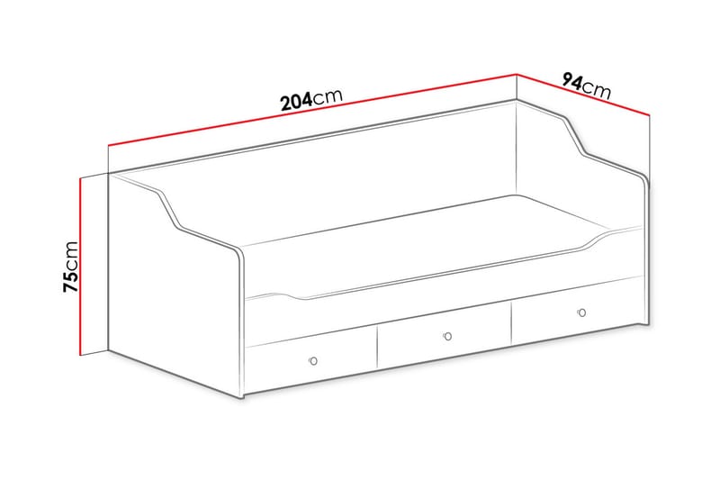 Säng Jampra 94x204 cm - Vit/Vit Högglans - Säng med förvaring - Enkelsäng med förvaring