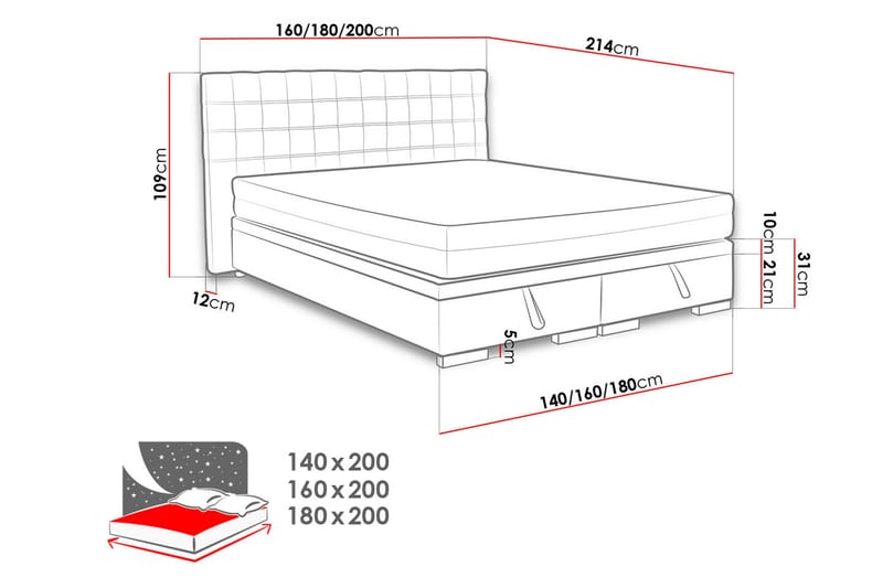 Säng Kacper 140x200 cm - Grå - Dubbelsäng med förvaring - Säng med förvaring