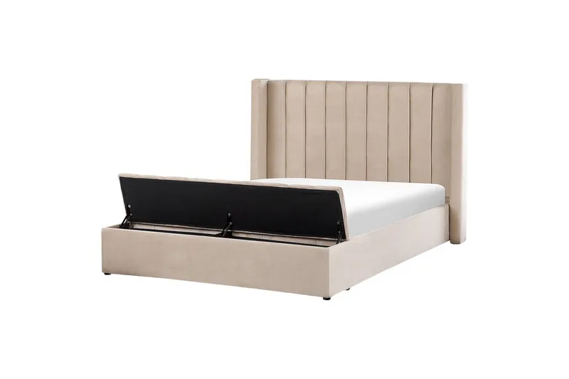 Säng med förvaringsbänk Noyers Beige, 160x200 cm, Beige, 160x200 cm