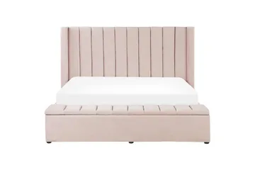 Säng med förvaringsbänk Noyers Rosa, 180x200 cm - Rosa, 180x200 cm - Möbler - Säng - Vattensäng