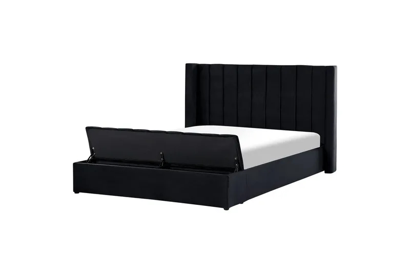 Säng med förvaringsbänk Noyers Svart, 180x200 cm, Svart, 180x200 cm
