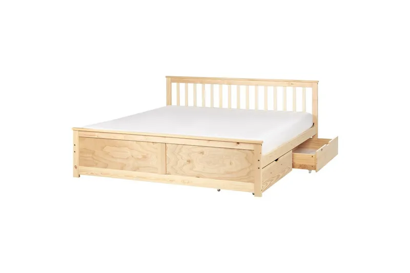 Säng med förvaringslådor Olendon Ljus trä, 180x200 cm, 2, Ljus trä, 180x200 cm, 2