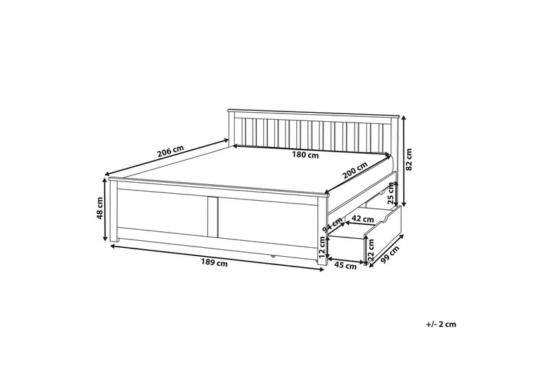 Säng med förvaringslådor Olendon Ljus trä, 180x200 cm, 2 - Ljus trä, 180x200 cm, 2 - Möbler - Säng - Säng med förvaring