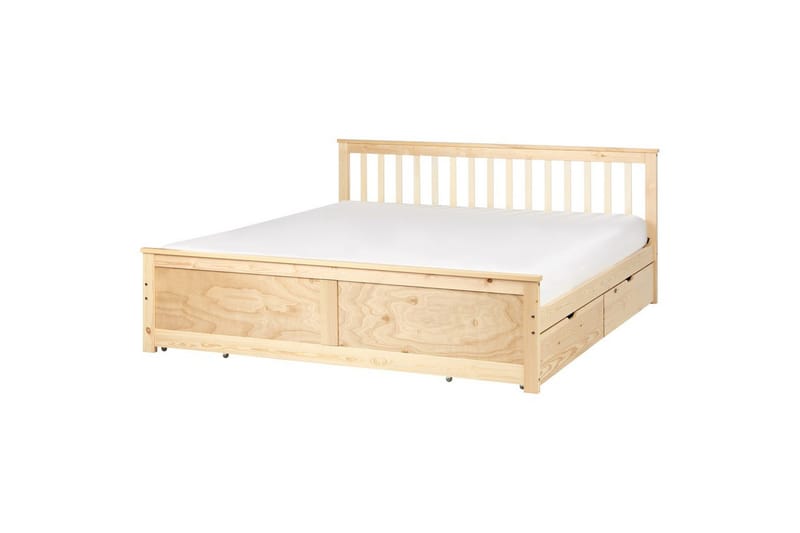 Säng med förvaringslådor Olendon Ljus trä, 180x200 cm, 4 - Ljus trä, 180x200 cm, 4 - Möbler - Säng - Säng med förvaring