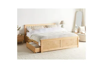 Säng med förvaringslådor Olendon Ljus trä, 180x200 cm, 4 - Ljus trä, 180x200 cm, 4 - Möbler - Säng - Säng med förvaring